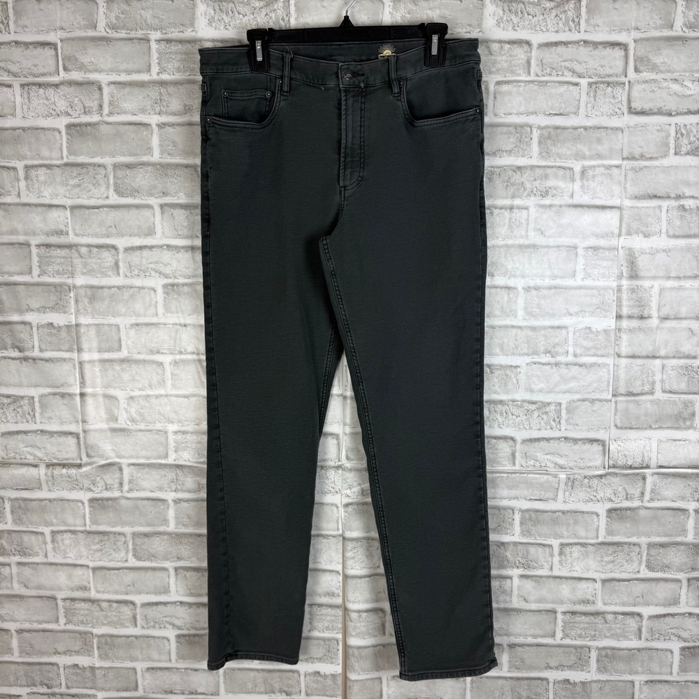 Faherty Brand Movement 5-Pocket Pants Mens 34 x32 Onyx Grey Straight MBF2437-OYX